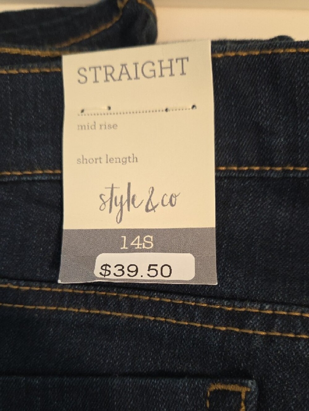 Style & Co. Straight Leg Dark Indigo Jeans NWT Size 14S - Picture 3 of 5